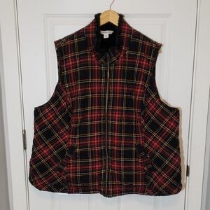 Coldwater Creek Tartan Plaid Flannel Vest With Faux Fur Lining Size 3X
